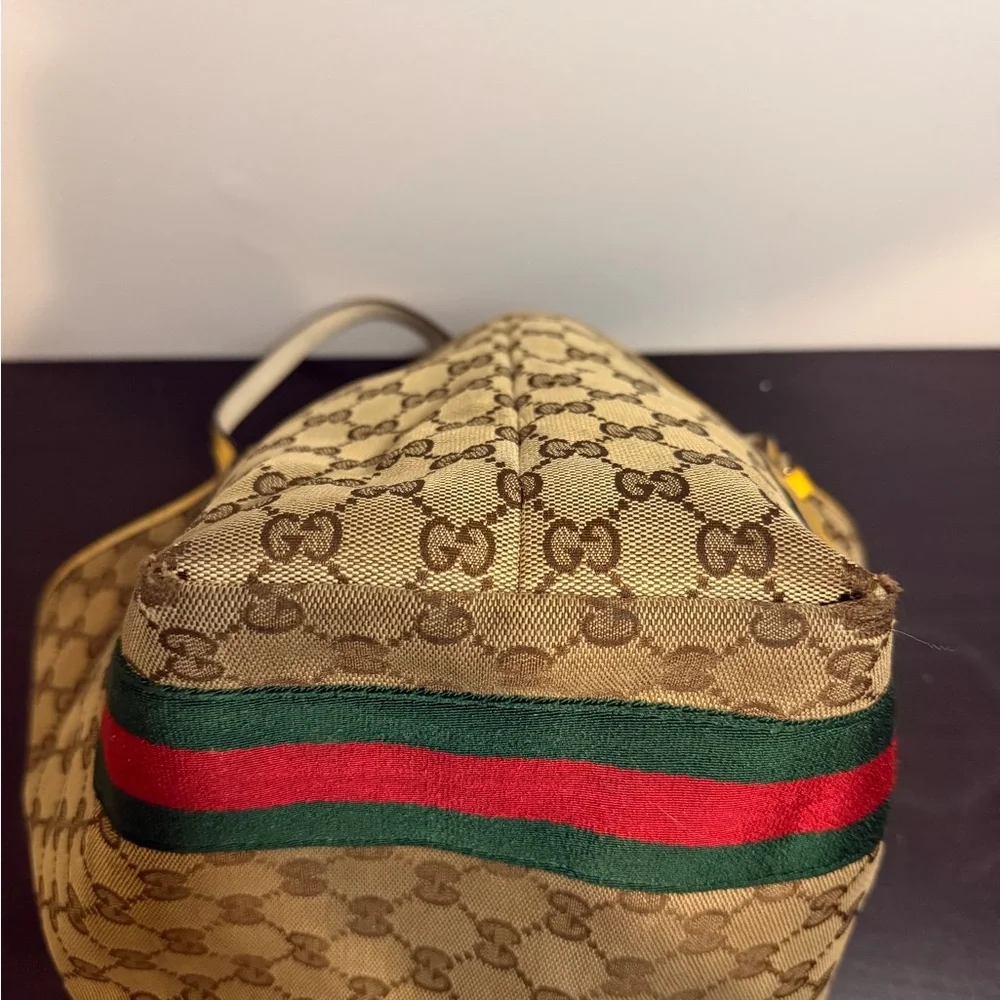 Gucci Beige Tote with Yellow and Green-Red Stripes - Picture 8 of 9
